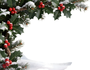 Snowy spruce leaf red fruit mixed border nook