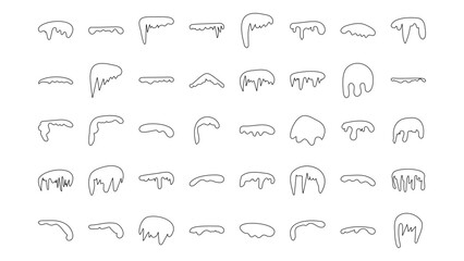 Set of hand-drawn snow caps outline vector