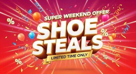 Don't miss out on super weekend shoe steals with a limited time offer, shop now for incredible savings during this amazing sale event, perfect for advertising and marketing campaigns