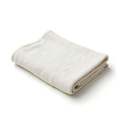 Neatly folded kitchen towel made of soft fabric on white background  