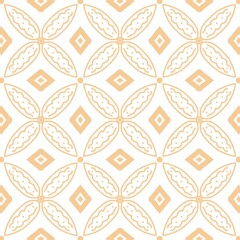 Modern Seamless Indonesian Batik Kawung Motif Pattern in Light Orange and White.