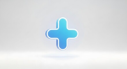Obraz premium Blue Plus Sign Symbol on White Background, 3D Rendering.
