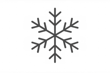 Simple snowflake icon representing winter, cold weather, ice, freezing temperatures and christmas holidays
