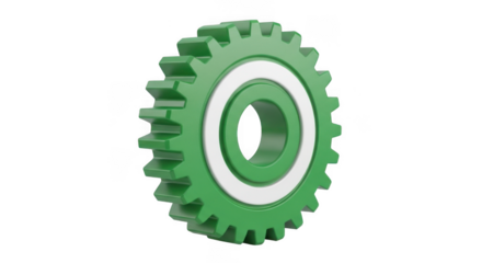 Green industrial sprocket with white ring detail for mechanical applications