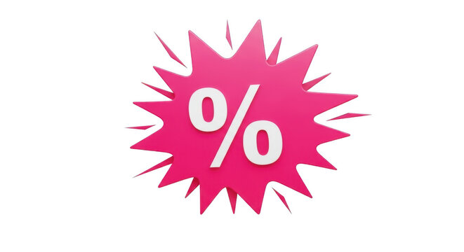 Pink starburst with percentage symbol eye catching sale promotion icon