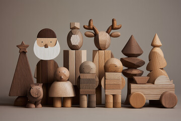 Christmas and New Year wooden children's toys
