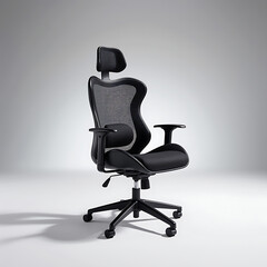 Ergonomic black office chair with mesh backrest and adjustable armrests  