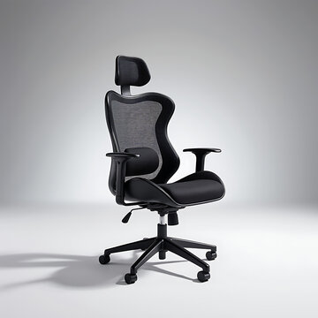 Ergonomic black office chair with mesh backrest and adjustable armrests  
