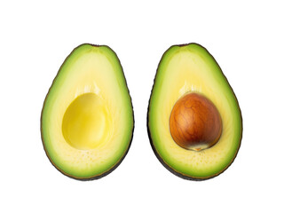 Avocado halves for grocery advertising or meal kit banners, ready ingredient for guacamole prep and keto menus useful for supermarket flyers food delivery catalogs nutrition app tutorials