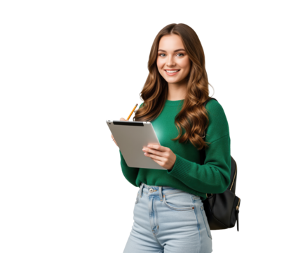 Admissions enrollment helper for universities or online course providers, student ambassador for open day flyers and scholarship announcements or LMS (Learning Management System) onboarding