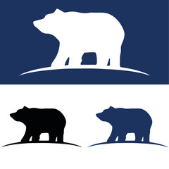 Bear silhouette standing on a hill in various Vector 