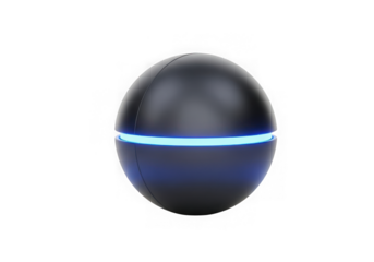 Futuristic egg shaped object with blue light isolated on transparent background