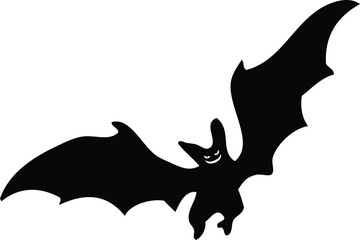 Fototapeta premium Black bat icon, minimal horror theme, modern vector style