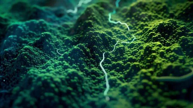 Futuristic Texture Collection soft glowing patterns & natural symmetry. Iridescent microscopic details inspired by moss & coral structures