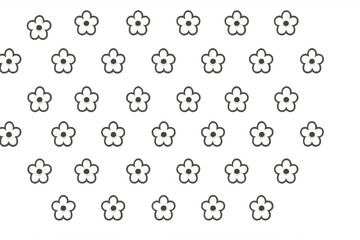 White cartoon flowers seamless pattern with light shadow, flat design style, transparent background repeating texture