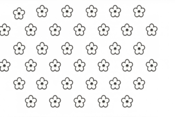 White cartoon flowers seamless pattern with light shadow, flat design style, transparent background repeating texture