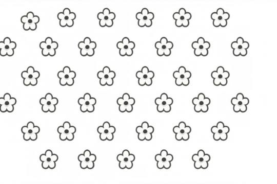 White cartoon flowers seamless pattern with light shadow, flat design style, transparent background repeating texture
