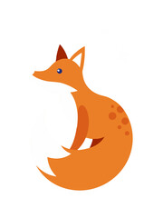 Obraz premium Stylized flat vector illustration of a cute fox amidst stars and moon