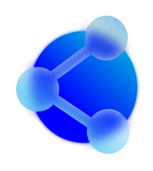 Network Share Icon in Glassmorphism Gradient Style on a Transparent Background.