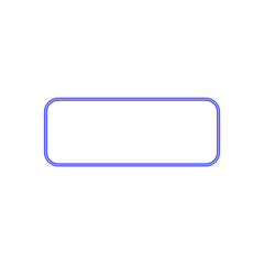 Blue Neon Rounded Rectangle Frame. Glowing Futuristic UI Button Template