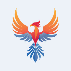 Obraz premium Colorful Phoenix Bird Logo with Open Wings