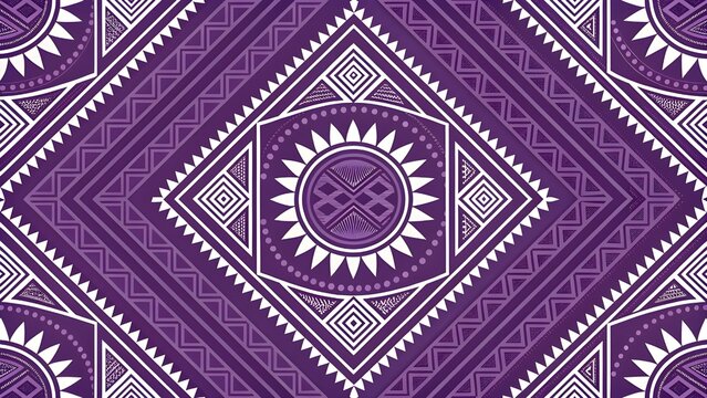Elegant purple geometric pattern with tribal flair for dynamic backgrounds and modern textile designs, perfect for branding and unique creative projects