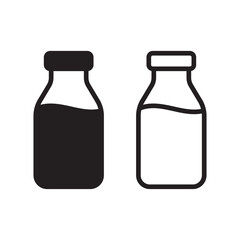 Milk Jar and Bottle Icon Set – Dairy Beverage and Farm Fresh Product Symbols