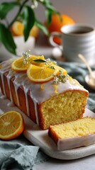 Orange loaf cake with citrus glaze