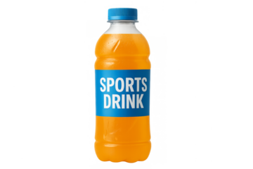 Orange sports drink bottle hydrating active people