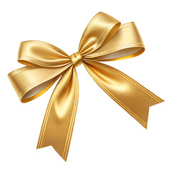Fototapeta premium Shiny golden ribbon bow isolated on white background