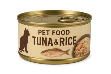 Cat food tuna and rice canned pet meal