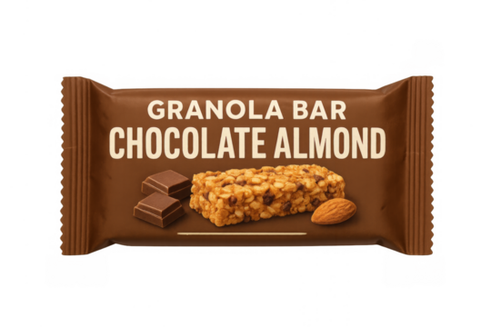 Granola bar chocolate almond protein snack packaging