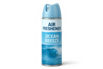Air freshener aerosol spray can with ocean breeze scent