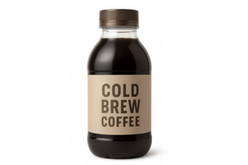 Cold brew coffee drink bottle transparent background
