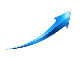 A blue arrow pointing upwards, isolated on transparent background, representing growth, success, and positive trends in business and finance, indicating progress and achievement