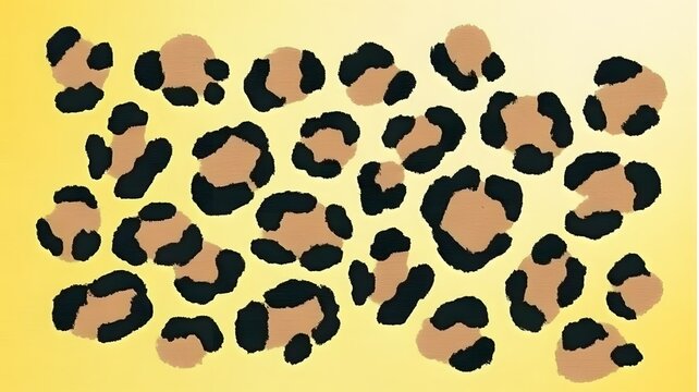 Leopard print pattern with black spots on a yellow gradient background