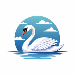 Fototapeta premium Elegant White Swan Floating on Calm Water