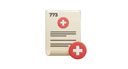 Medical document with red cross symbols, indicating health information