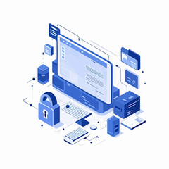 Computer security technology, vector art illustration.