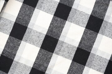 Black checkered napkin towel isolated, kitchen napkin cloth in black