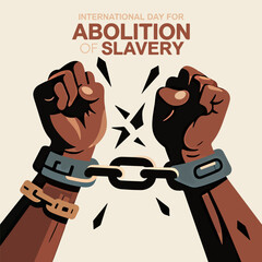 Slavery Abolition Hands broken chain, vector art illustration.