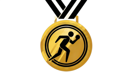 Gold medal awarded for athletic achievement in a competitive event setting