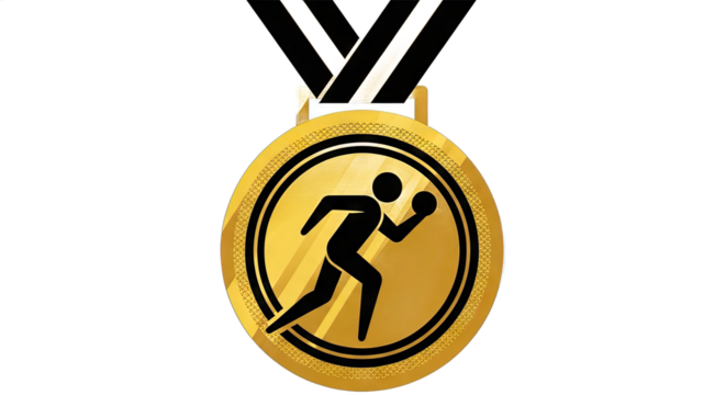 Gold medal awarded for athletic achievement in a competitive event setting