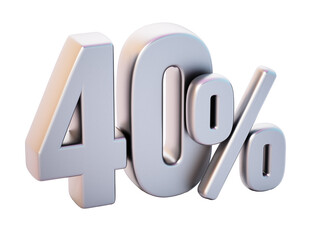 40 percent on transparent background. 3D illustration