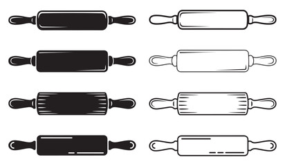 Rolling Pin Silhouette Vector Set | Baking Utensil Icons, Kitchen Tool Clipart