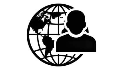 Silhouette of a person against a globe background, representing global connectivity