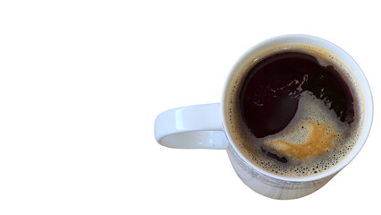 Cup of Black Coffee Isolated on White Background with Copy Text Space. Morning Beverage Concept for Cafes, Menus, and Food Advertisements. PNG File.