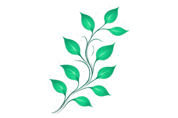 Green leaves on winding vine illustration, botanical foliage design, plant growing, nature graphic with transparency
