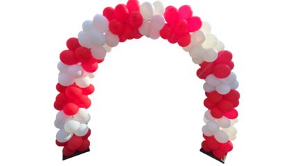 Colorful Balloons Arc Isolated on White Background with Copy Text Space. Decorative Party Element for Celebrations, Events, and Festive-Inspired Designs. PNG File