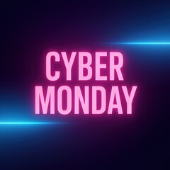 Obraz premium Cyber Monday Neon Glowing Text Sale Promotion